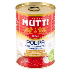 Mutti Pulpa drobno krojone pomidory bez skórki z czosnkiem Aglio di Voghiera 400 g
