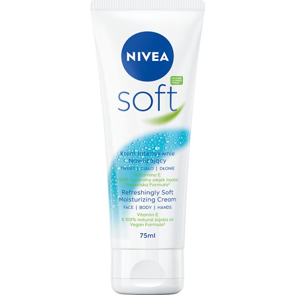 Nivea Soft Intensywnie nawilżający krem do ciała, rąk i twarzy 75 ml