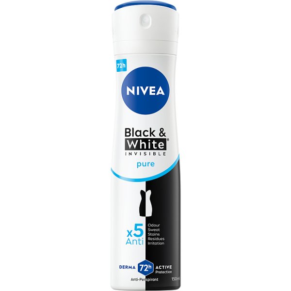 Nivea Black&amp;White Invisible Pure Antyperspirant Spray 150ml