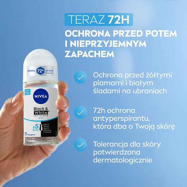 Nivea Black&amp;White Invisible Pure Antyperspirant Roll ON 50 ml