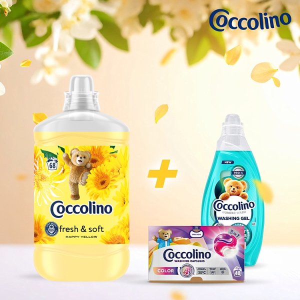 Coccolino Happy Yellow Płyn do płukania tkanin koncentrat 1700 ml (68 prań)