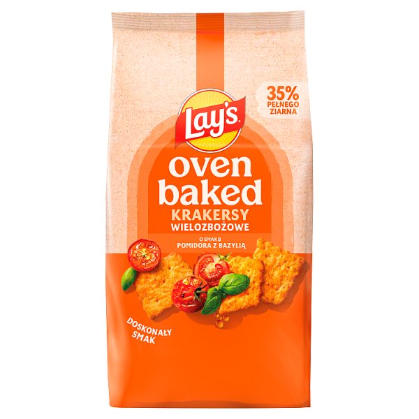 Lay's Oven Baked Krakersy wielozbożowe o smaku pomidor z bazylią 80 g