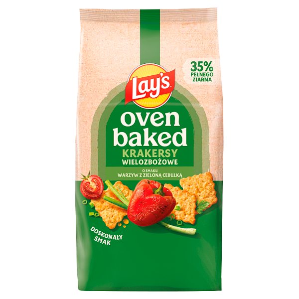 Lay's Oven Baked Krakersy wielozbożowe o smaku warzywa z zieloną cebulką 80 g