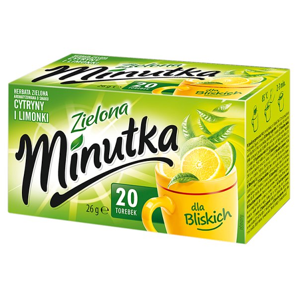 Minutka Herbata zielona aromatyzowana o smaku cytryny i limonki 26 g (20 x 1,3 g)