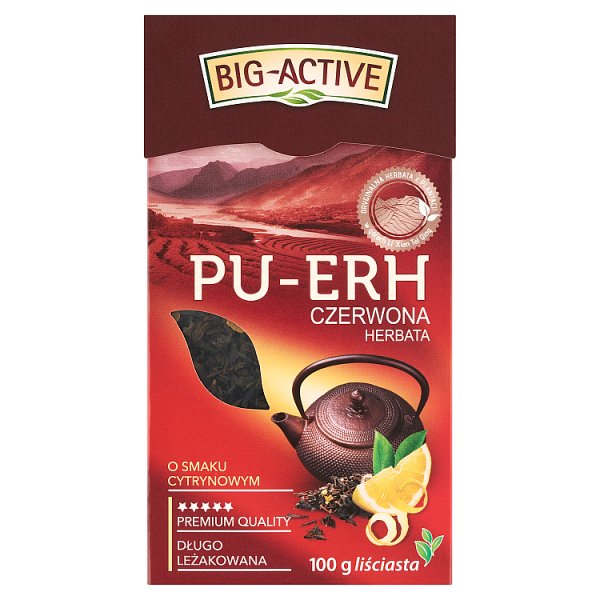 Big-Active Pu-Erh Czerwona herbata o smaku cytrynowym liściasta 100 g