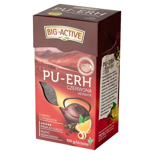 Big-Active Pu-Erh Czerwona herbata o smaku cytrynowym liściasta 100 g