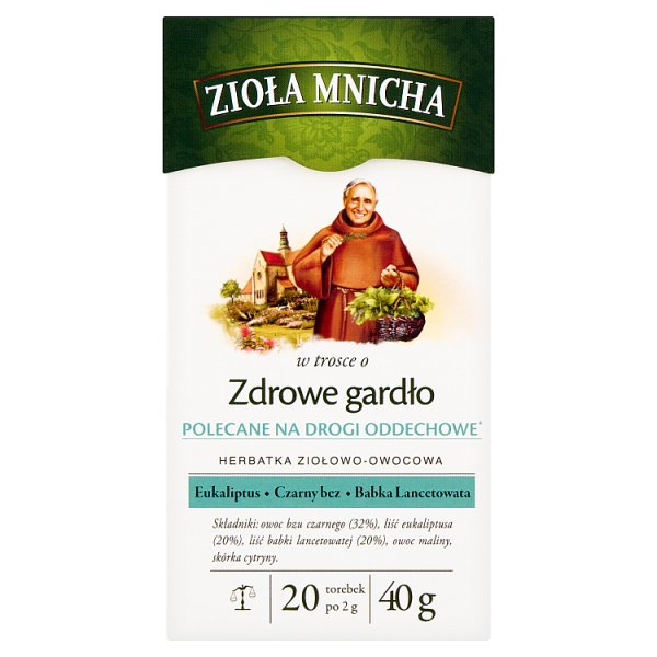 Zioła Mnicha Herbatka ziołowo-owocowa w trosce o zdrowe gardło 40 g (20 x 2 g)