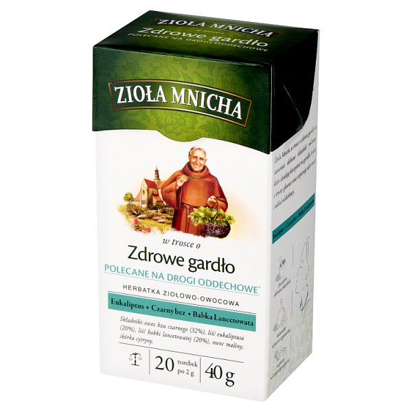 Zioła Mnicha Herbatka ziołowo-owocowa w trosce o zdrowe gardło 40 g (20 x 2 g)