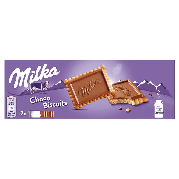 Milka Choco Biscuit, herbatniki z mleczną czekoladą z alpejskiego mleka - 150 g