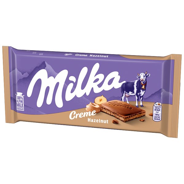 Milka Creme Czekolada mleczna z nadzieniem z orzechów laskowych 85 g