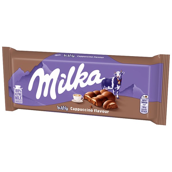 Milka Bubbly Czekolada mleczna z nadzieniem mlecznym o smaku cappuccino 97 g