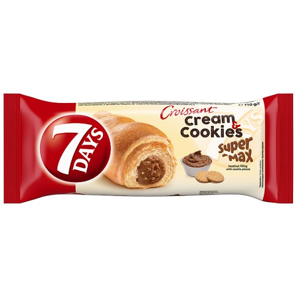 7Days Cream&amp;Cookies rogalik z nadzieniem z orzechami laskowymi z kawałkami ciastek - 110 g