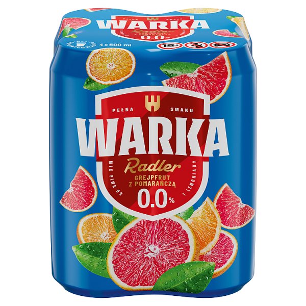 Warka Radler Mix piwa 0 % i lemoniady grejpfrut z pomarańczą 4 x 500 ml