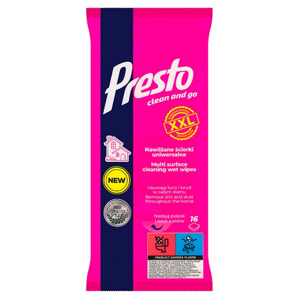 Presto Nawilżane ścierki uniwersalne 16 sztuk