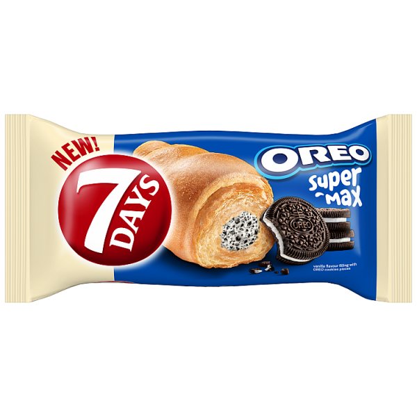 7Days Croissant rogalik z nadzieniem o smaku waniliowym z kawałkami kakaowych ciastek - 98 g