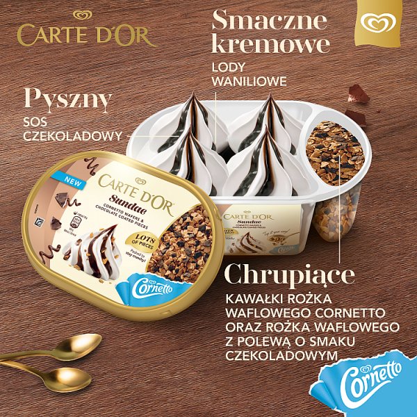 Carte D'Or Soft &amp; Crunchy Lody waniliowe z sosem o smaku czekoladowym 750 ml