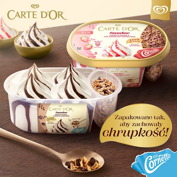 Carte D'Or Soft &amp; Crunchy Lody waniliowe z sosem o smaku czekoladowym 750 ml