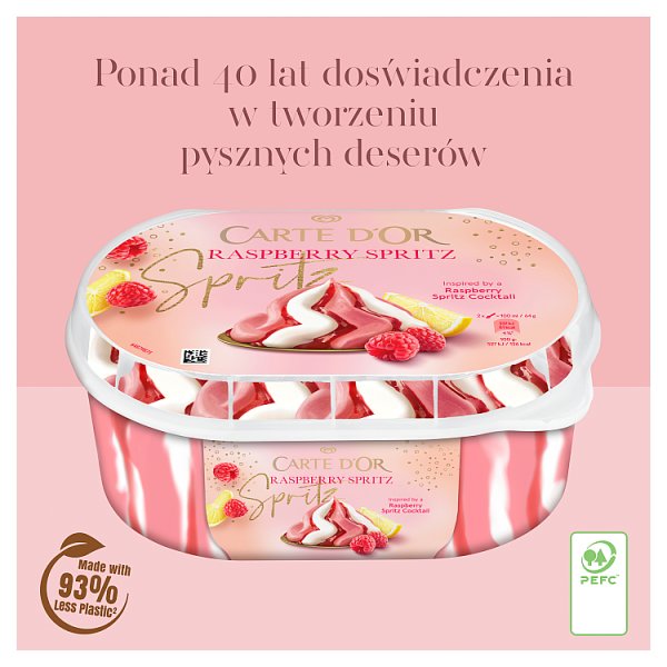 Carte D'Or Lody sorbetowe malinowe i lody sorbetowe cytrynowe z sosem 825 ml
