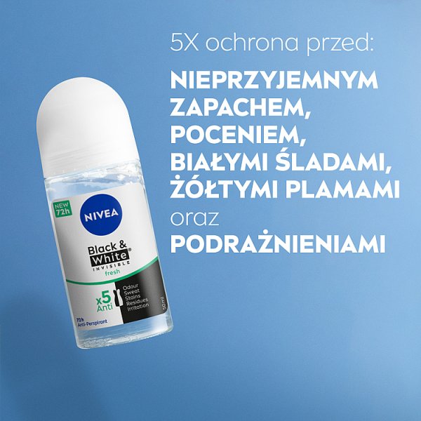 Nivea Black&amp;White Invisible Fresh Antyperspirant Roll ON 50 ml