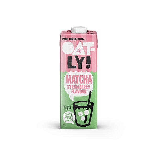 Napój roślinny Oatly owsiany matcha truskawkowa 