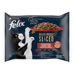 Felix Deliciously Sliced Karma dla dorosłych kotów wiejskie smaki w galaretce 320 g (4 x 80 g)