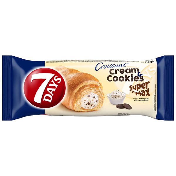 7Days Cream&amp;Cookies rogalik z nadzieniem o smaku waniliowym z kawałkami ciastek - 110 g