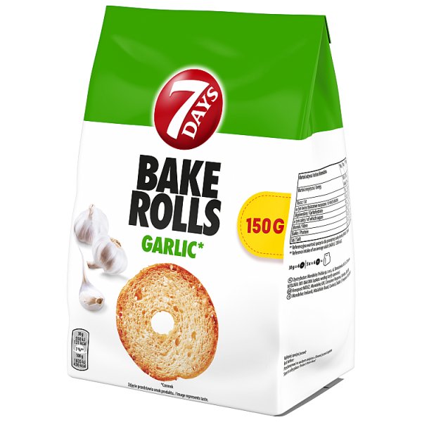 7Days Bake Rolls chipsy chlebowe z czosnkiem suszonym - 150 g