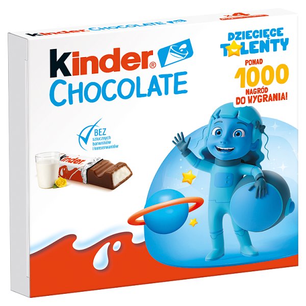 Kinder Chocolate Batonik z mlecznej czekolady z nadzieniem mlecznym 50 g (4 sztuki)