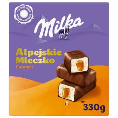 Milka Alpejskie Mleczko Pianka o smaku waniliowym z nadzieniem karmelowym 350 g