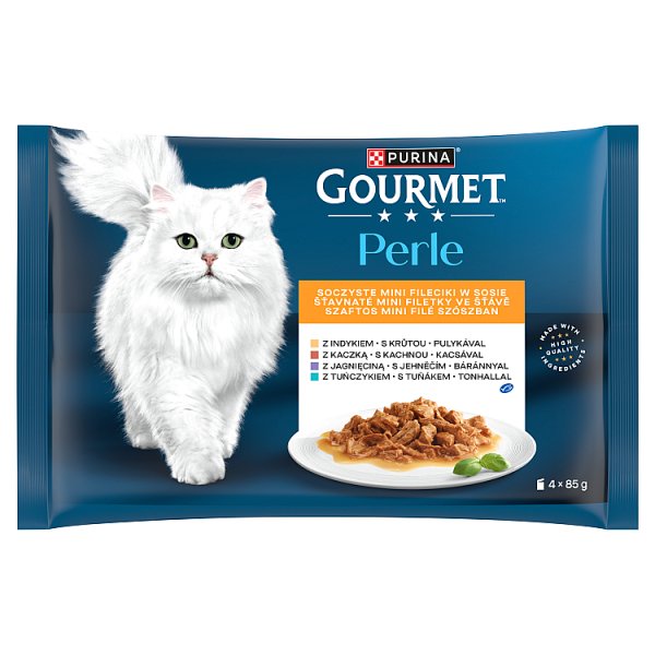 Gourmet Perle Karma dla dorosłych kotów soczyste mini fileciki w sosie 4 x 85 g