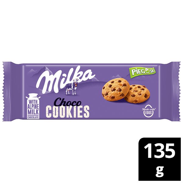 Milka Pieguski Choco Cookies Ciasteczka z kawałkami czekolady mlecznej 135 g