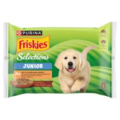 Friskies Selections Junior Karma dla szczeniąt z kurczakiem i marchewką w sosie 340 g (4 x 85 g)