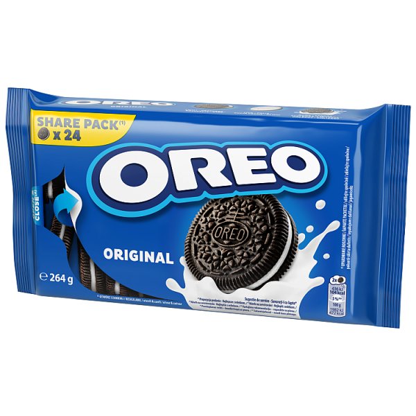 OREO Original ciasteczka z nadzieniem o smaku waniliowym z dodatkiem kakao 24 sztuki 264 g
