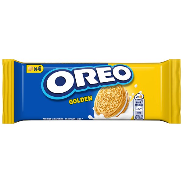 OREO Golden o smaku waniliowym ciasteczka z nadzieniem idealne do podróży 4 sztuki 44 g
