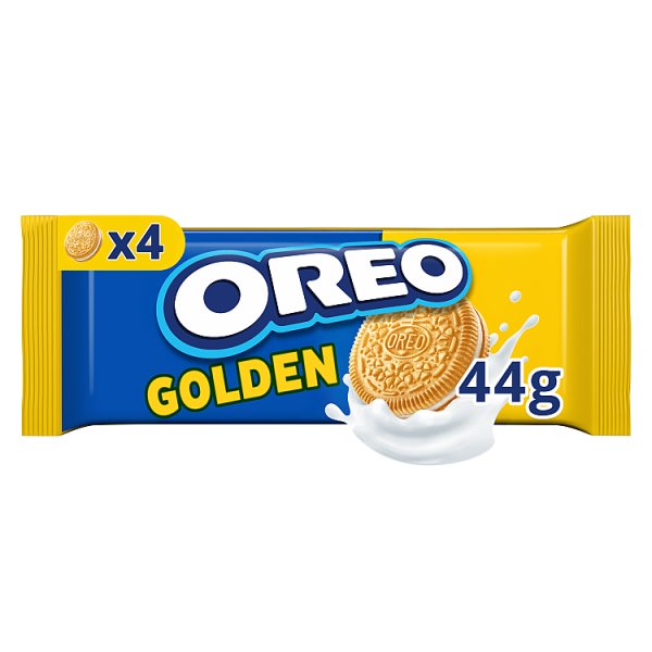 OREO Golden o smaku waniliowym ciasteczka z nadzieniem idealne do podróży 4 sztuki 44 g