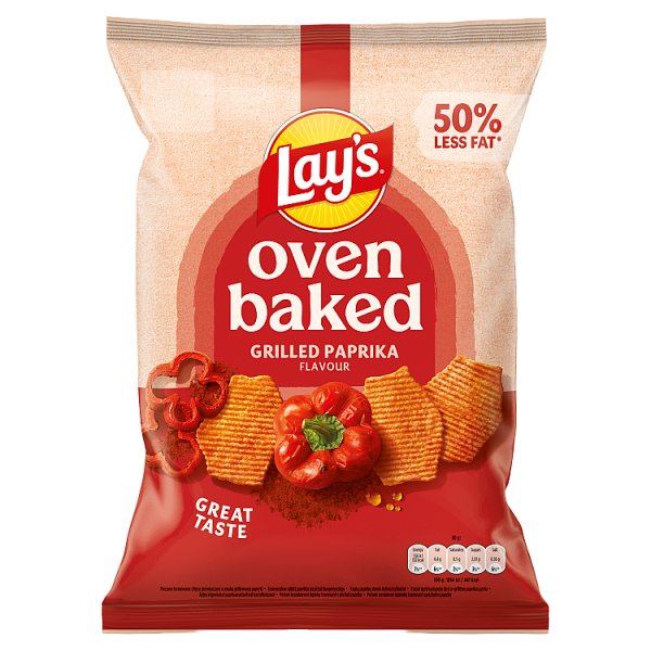 Lay's Oven Baked Pieczone formowane chipsy ziemniaczane o smaku grillowanej papryki 180 g