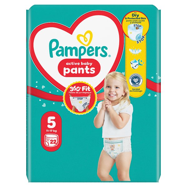 Pampers Active Baby Pieluchomajtki Rozmiar 5, 22 szt., 11kg-17kg