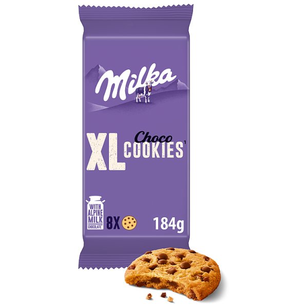 Milka XL Cookie Choco, ciastka z kawałkami mlecznej czekolady - 184 g