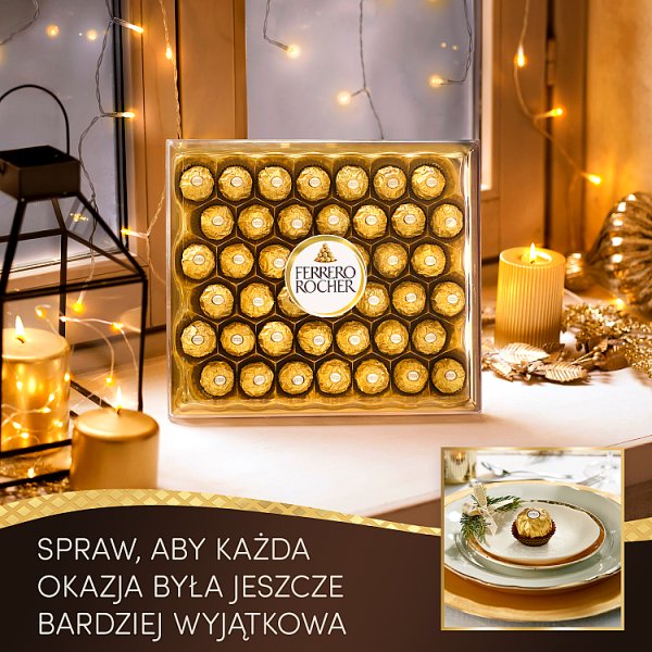 Ferrero Rocher Chrupiący wafelek z kremowym nadzieniem i orzechem laskowym w czekoladzie 200 g