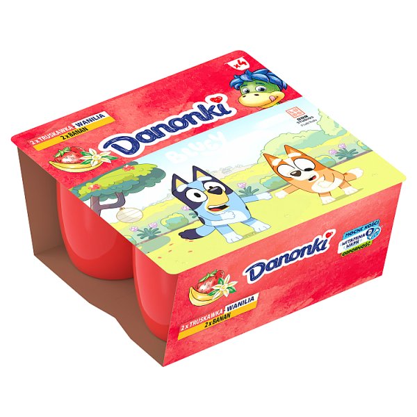 Danone Danonki Mega Serek truskawka-wanilia banan 360 g (4 x 90 g)
