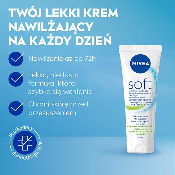 Nivea Soft Lekki Krem Nawilżający, 75 ml