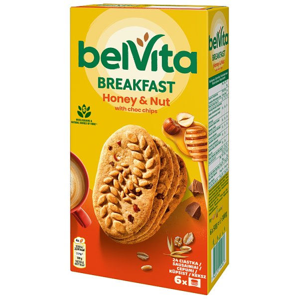 belVita ciastka zbożowe z miodem, orzechami laskowymi i kawałkami czekolady ciastka zbożowe - 300 g