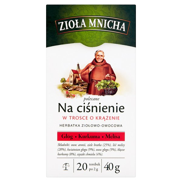 Zioła Mnicha Na ciśnienie Herbatka ziołowo-owocowa 40 g (20 x 2 g)