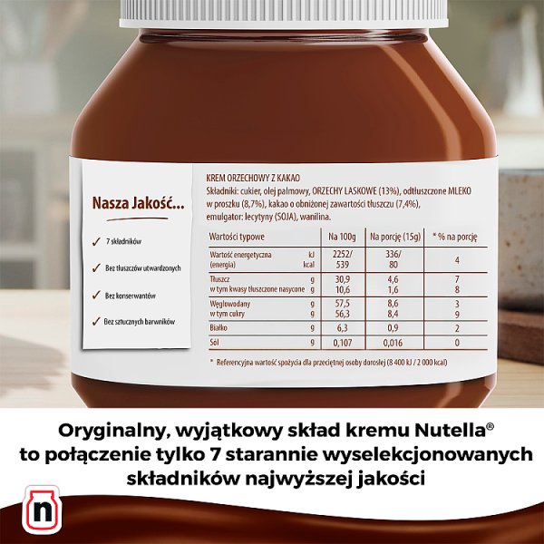 Nutella Krem do smarowania z orzechami laskowymi i kakao 600 g