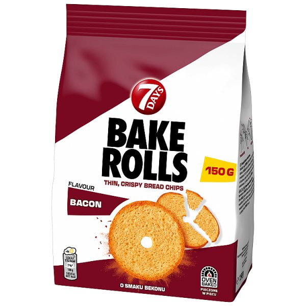 7Days Bake Rolls chipsy chlebowe o smaku bekonu - 150 g