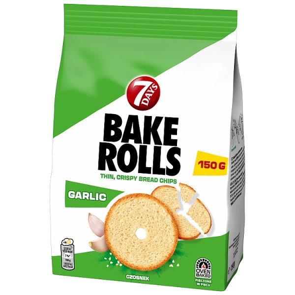 7Days Bake Rolls chipsy chlebowe z czosnkiem suszonym - 150 g