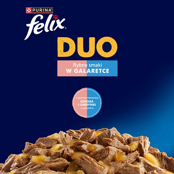 Felix Duo Karma dla dorosłych kotów z pyszną mieszanką łososia i sardynki w galaretce 85 g