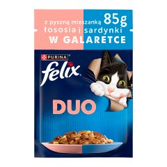 Felix Duo Karma dla dorosłych kotów z pyszną mieszanką łososia i sardynki w galaretce 85 g