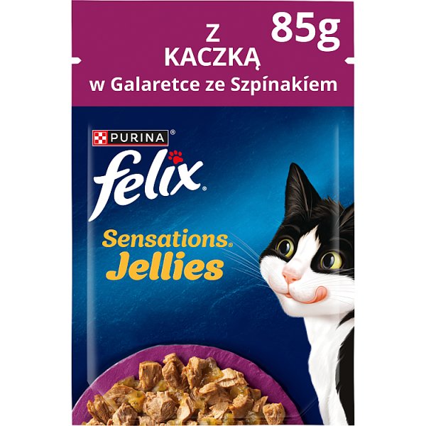 Felix Sensations Jellies Karma dla kotów z kaczką w galaretce ze szpinakiem 85 g