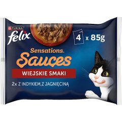 Felix Sensations Sauces Karma dla dorosłych kotów wiejskie smaki w sosie 340 g (4 x 85 g)
